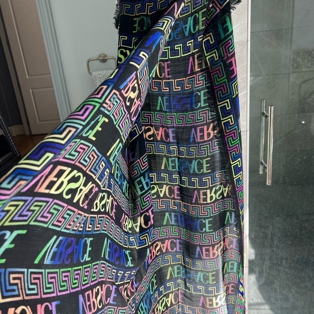 VERSACE Neon Greca Wool Scarf - Picture 7 of 10